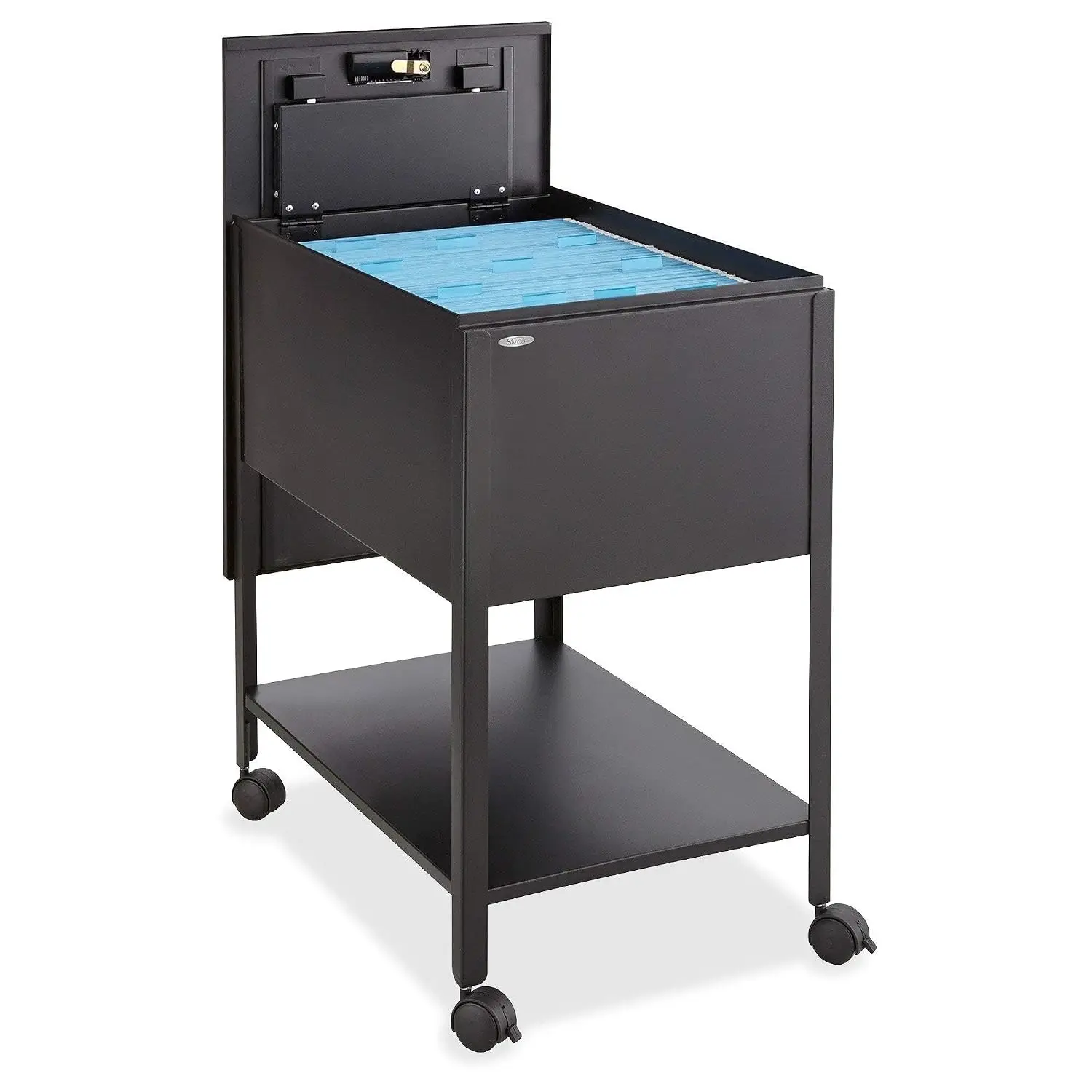 Deep Legal Mobile File Cabinet with Lock & Shelf, Steel Swivel Casters Office Storage, 16.5