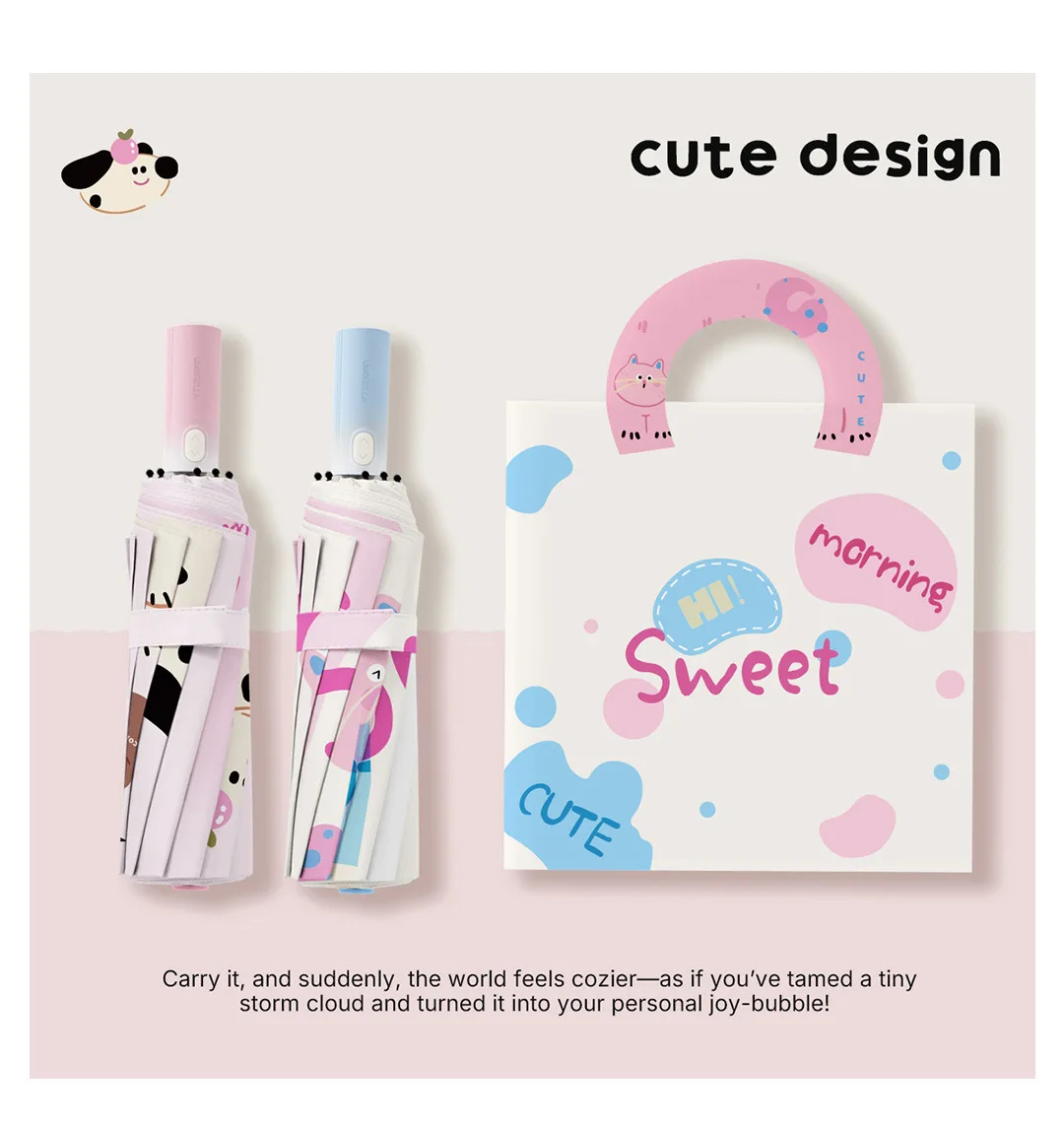 Cartoon Automatic Umbrella for Girls & Students, Windproof, UV Protection, Sun & Rain Dual-use