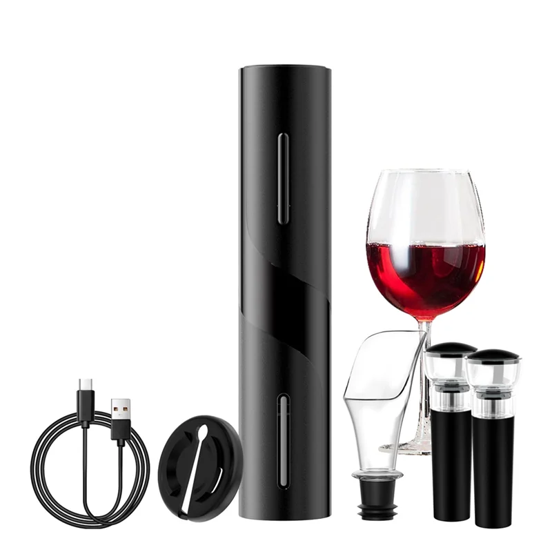 

Electric Wine Opener: Automatic Wine Bottle Opener With Foil Cutter, Wine Pourer, Vacuum Stopper,For Home Kitchen Bar-B27C