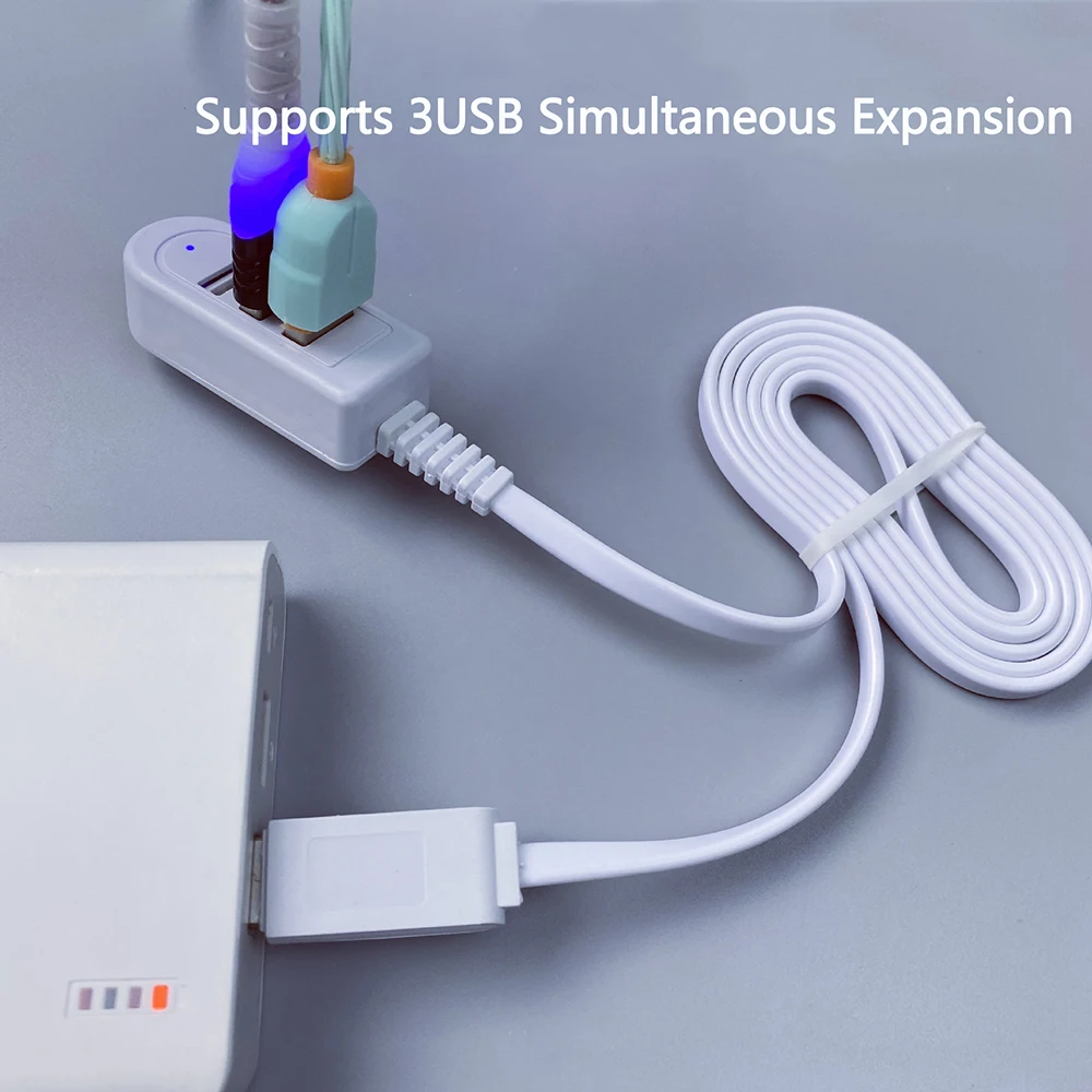 1-3Pcs 3 In 1 USB Multi-function Charger Converter USB Port Hub Digital Data Cables Accessories Extension Splitter Socket Cable
