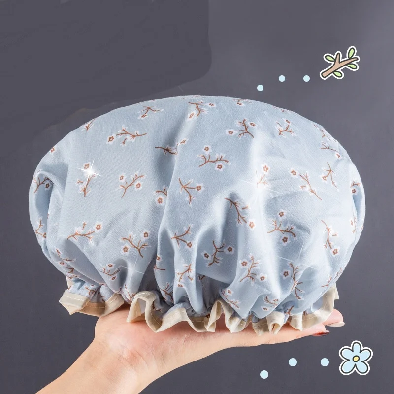 Cartoon Design Cap Reusable Bath Cap Breathable Material Comfortable Fit Household Chores Lightweight Fabric Moisture Protection