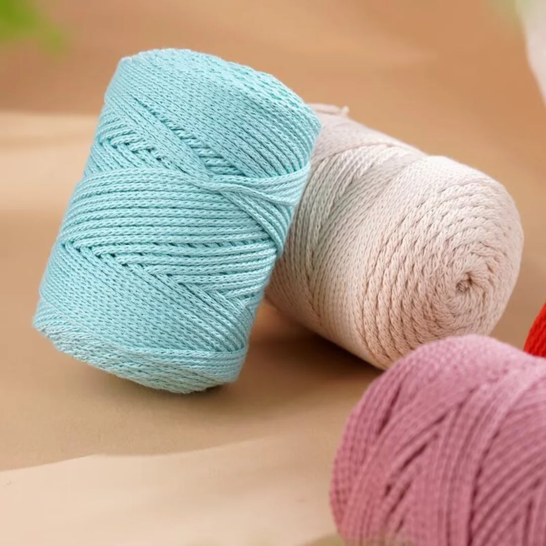 2 Stück Neues Reines Baumwoll-Hohlgarn, Verschleißfest und Waschbar, Geeignet zum Stricken von Mützen, Kissen, Taschen, Untersetzern und Mehr. – Detail 4