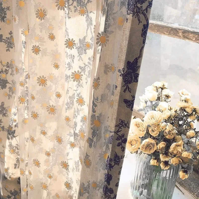 Curtains for Living Room French Retro Style Double Layer Lace Blackout Half Curtain Window Partition Door Thermal Insulated