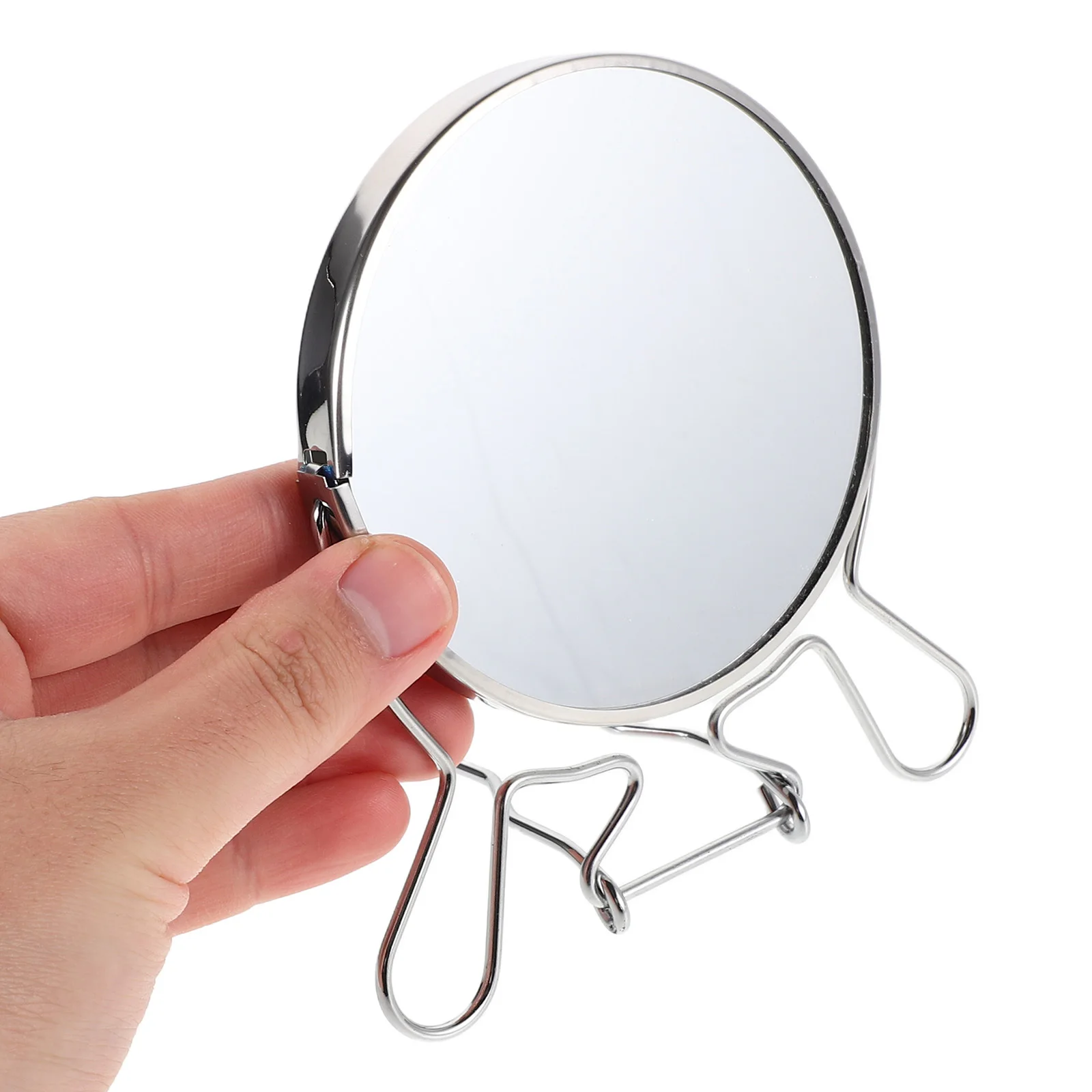 

Rotating Dual Side Makeup Mirror Adjustable Angle Metal Frame Small Table Mirror for Desktop Vanity Cosmetics Use