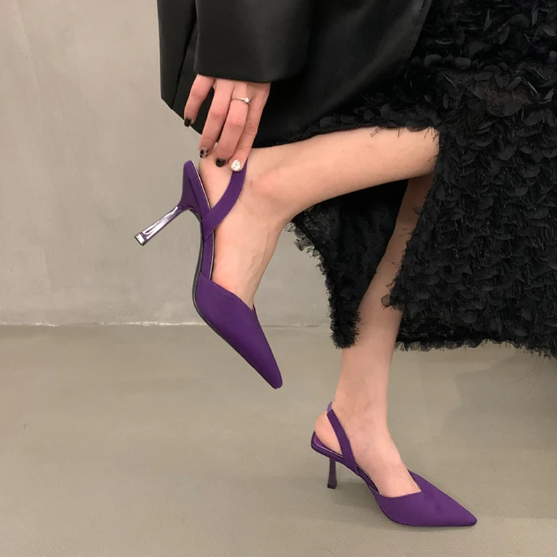 2023 New High Heels Pointed Toe Sexy Sandals Women Shoes Fashion Stilettos Pumps Shoes Party Shallow Dress Slippers Femme Summer