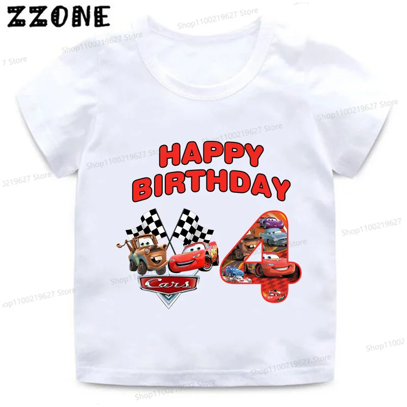 Car Pixar Lightning McQueen Print Kids T shirt 1 2 3 4 5 6 7 8 9 Years Birthday Cartoon Boys Girls Clothes Baby Children T-Shirt