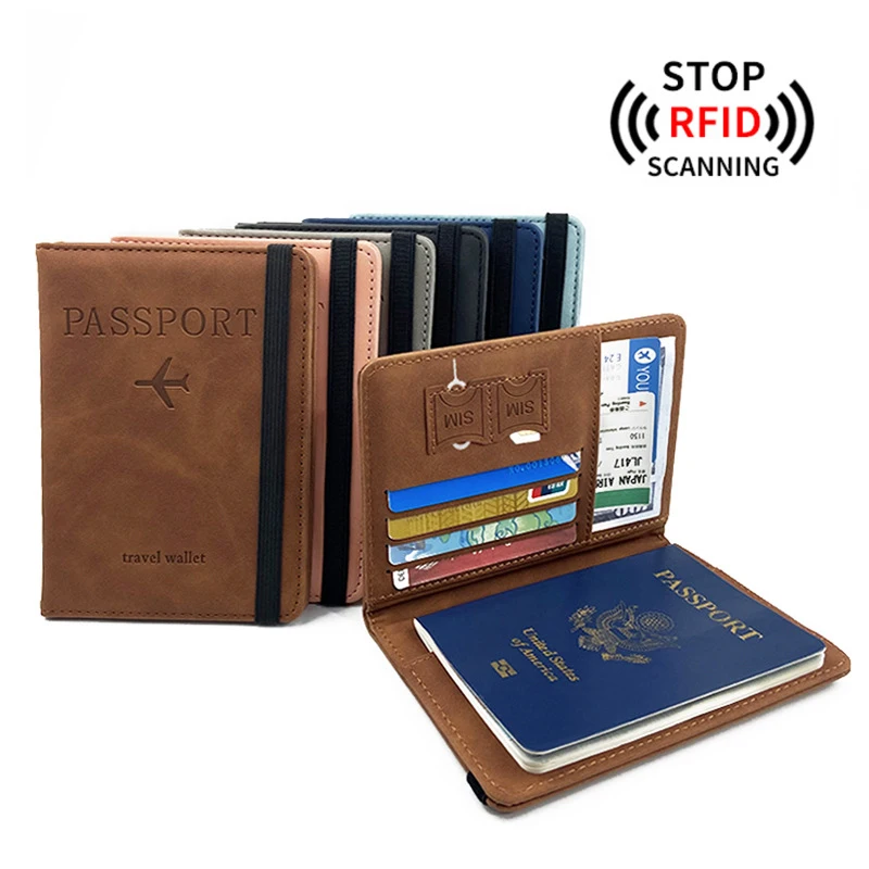 

1PC Women Men RFID Vintage Business Passport Covers Holder Multi-Function ID Bank Card PU Leather Wallet Case Travel Accessories