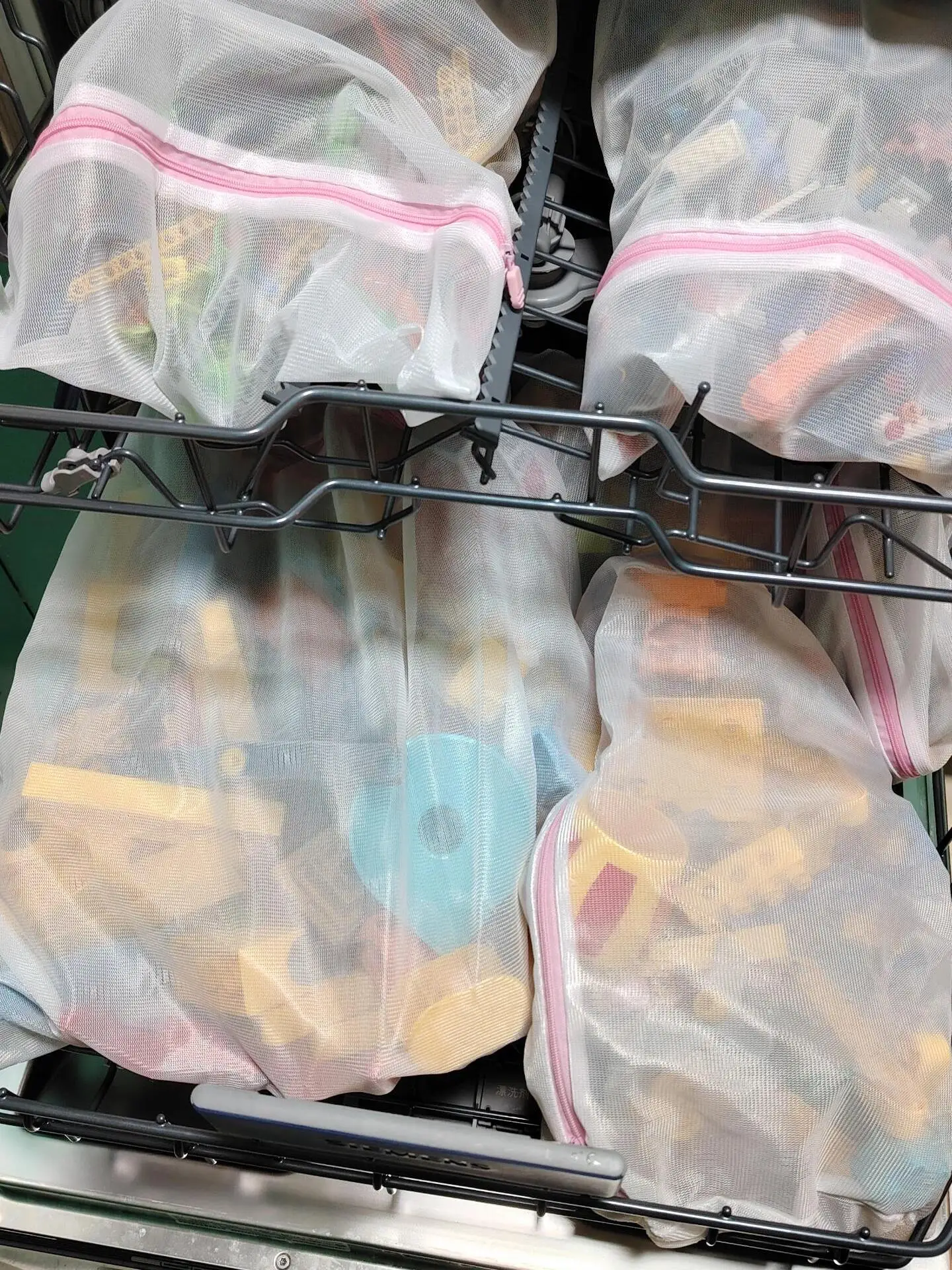 Bolsa de Rede com Zíper para Limpeza de Brinquedos, Lavável na Máquina de Lavar Louça, Saco de Secagem para Blocos de Montar Infantis, Acessórios de Luxo para Playset Infantil Carden