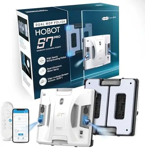 HOBOT S7 Pro Window Cleaning Robot – Auto Clean, 4800Pa Suction, Ultrasonic Spray, Dual Mop Tech