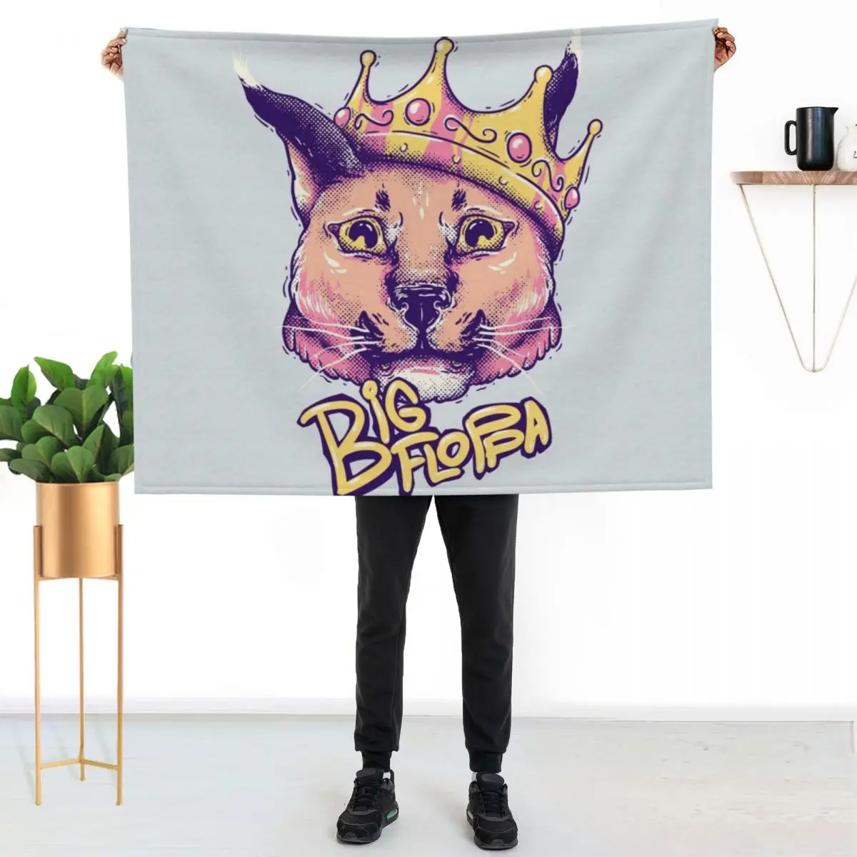 Da Big Floppa - New Rapper with King Crown Floppa Cube Flop Flop Happy Floppa Friday Drip Fun Original Art Pet Mat Throw Blanket