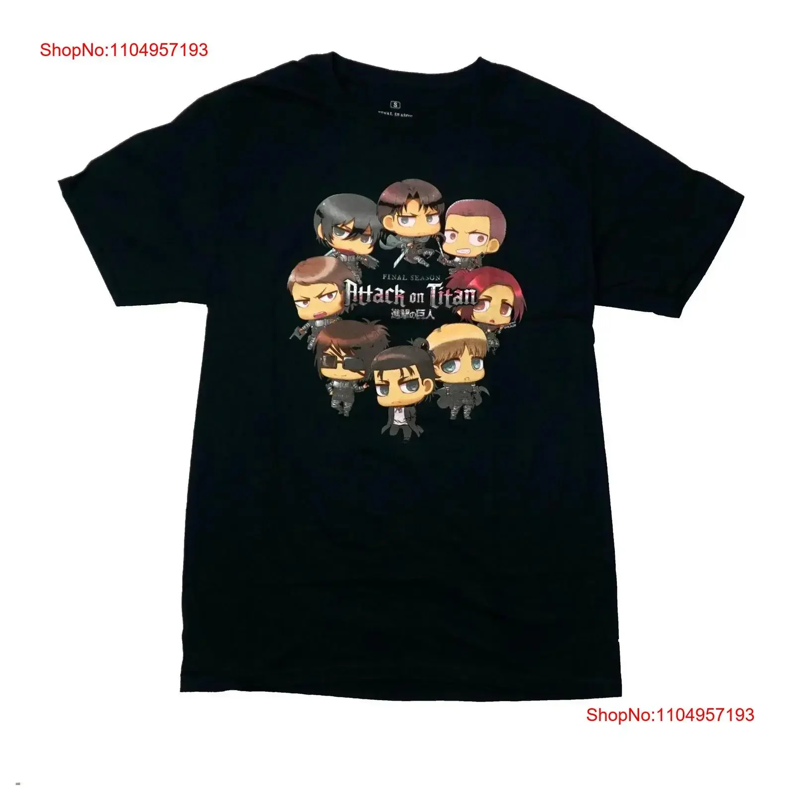 Ataque a los Titanes nueva camiseta para adultos círculo de personajes de Chibi Logo en el centro vintage lavado Casual estirado gráfico cómodo