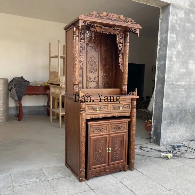 YJ Standing Cabinet Solid Wood Avalokitesvara Shrine for Shentai Buddha Cabinet Guests