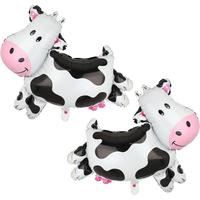 2Pcs Cow Foil Balloons Cow Shape Helium Balloon for Farm Birthday Party Decoration Baby Shower Farm Animal Theme Party Supplies