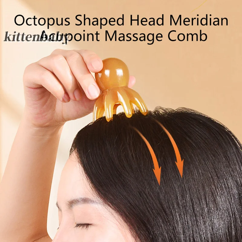 

Resin Octopus Comb Head Massager Meridian Scraping Scalp Massage Brush Acupuncture SPA Gua Sha Health Deep Massage Tool