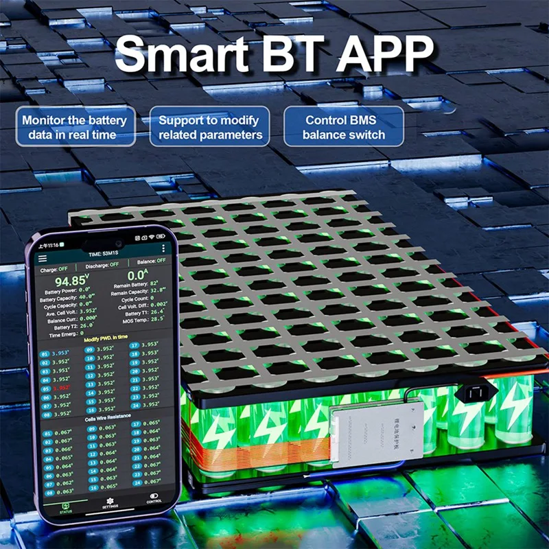 Smart JK BMS B2A8S20P With BT CAN RS485 8S 24V 200A Lifepo4 Li-Ion LTO Battery 3S-8S 2A Active Balance JK BMS