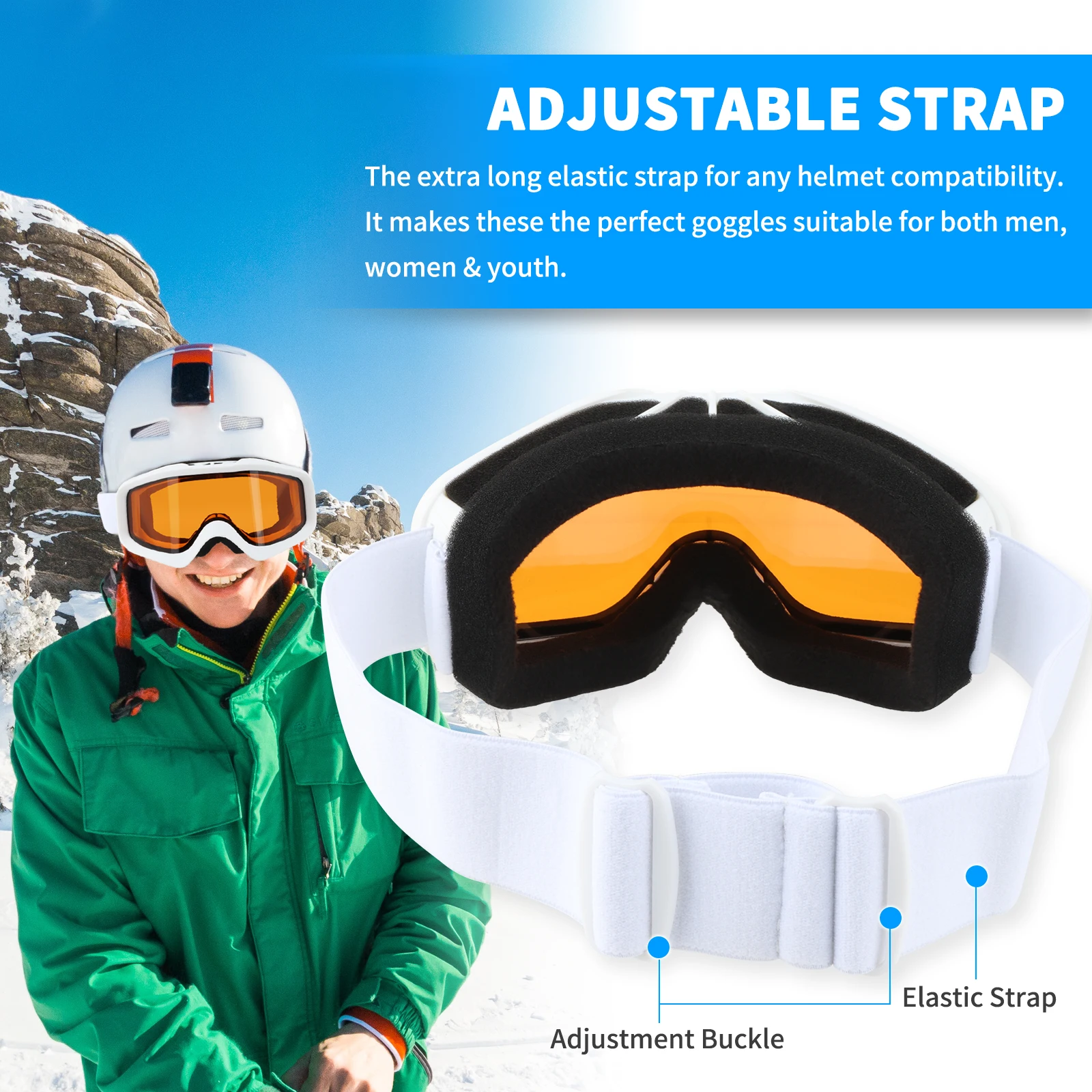 Ski Goggles with a Hard EVA Pressure Case UV400 Protection Anti-fog Snow Glasses TPU Frame