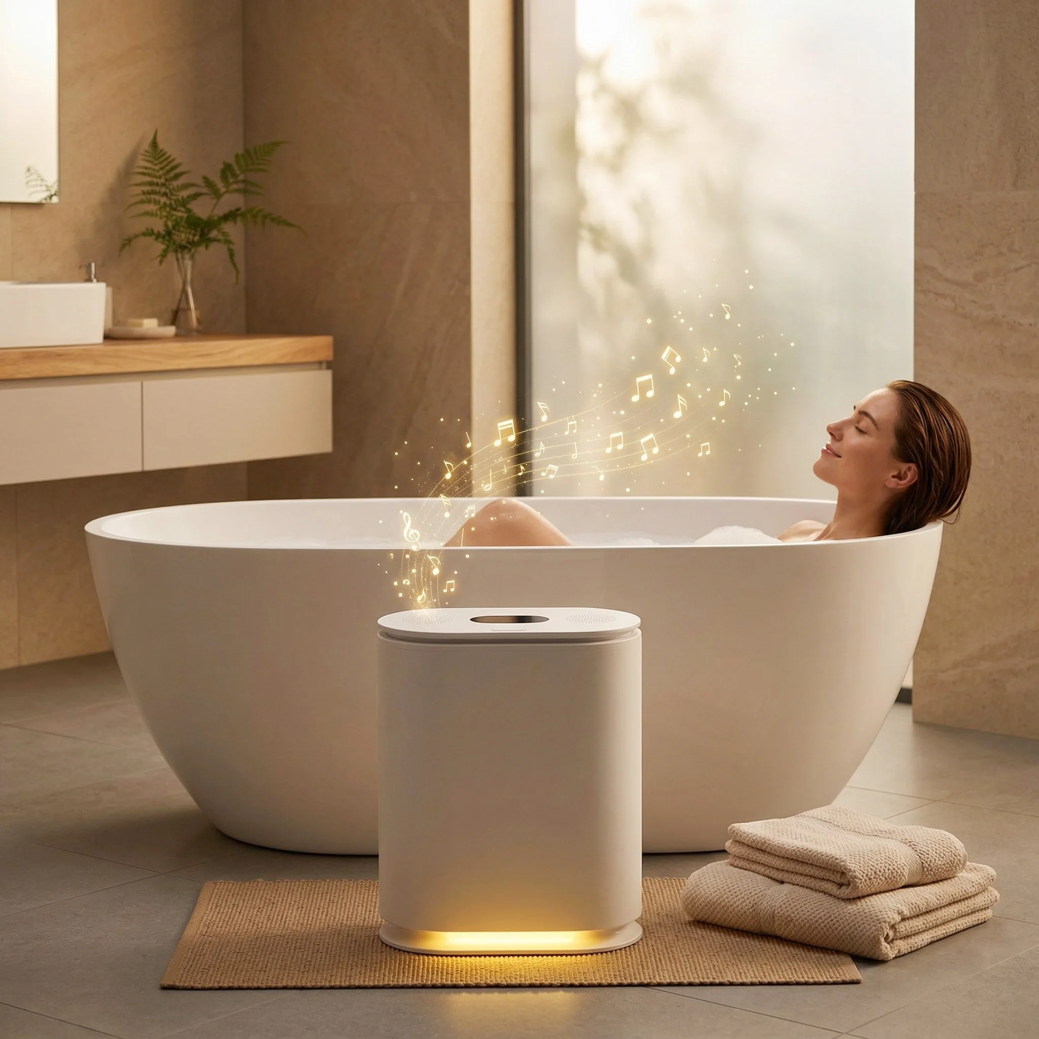 

22L Large Capacity Bluetooth Heated Towel Bucket, Ambient Light Towel Warmer, Hotel-Grade Comfort for Home & Spa