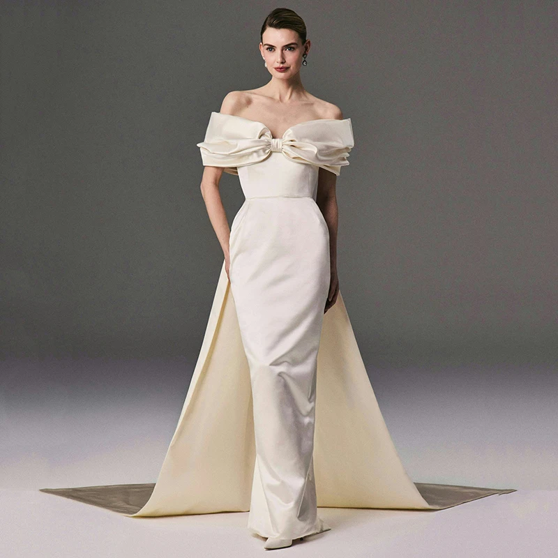 

Eightree Vintage Mermaid Wedding Dresses Off The Shoulder Floor Length Wedding Gowns Formal Bridal Evening Prom Dress Customized