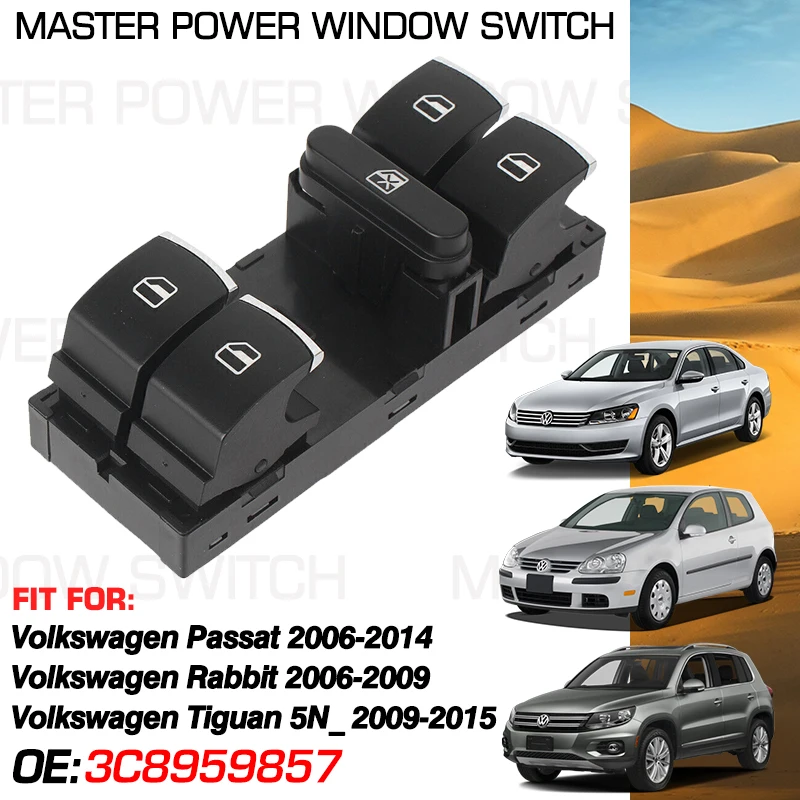 3C8959857 10 Pins Auto Car Lifter Window Switch For Volkswagen Passat 2006-2014 VW Rabbit 2006-2009 VW Tiguan 5N_ 2009-2015