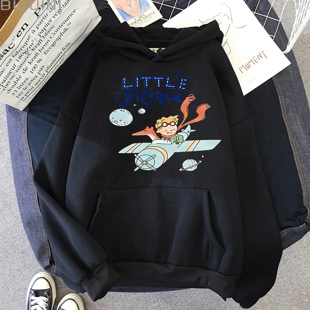 Little Prince Anime Hoodies Women Men Long Sleeve Hooded Sweatshirts Cartoon Graphic Pullovers Round Neck Sudaderas Fashion Tops