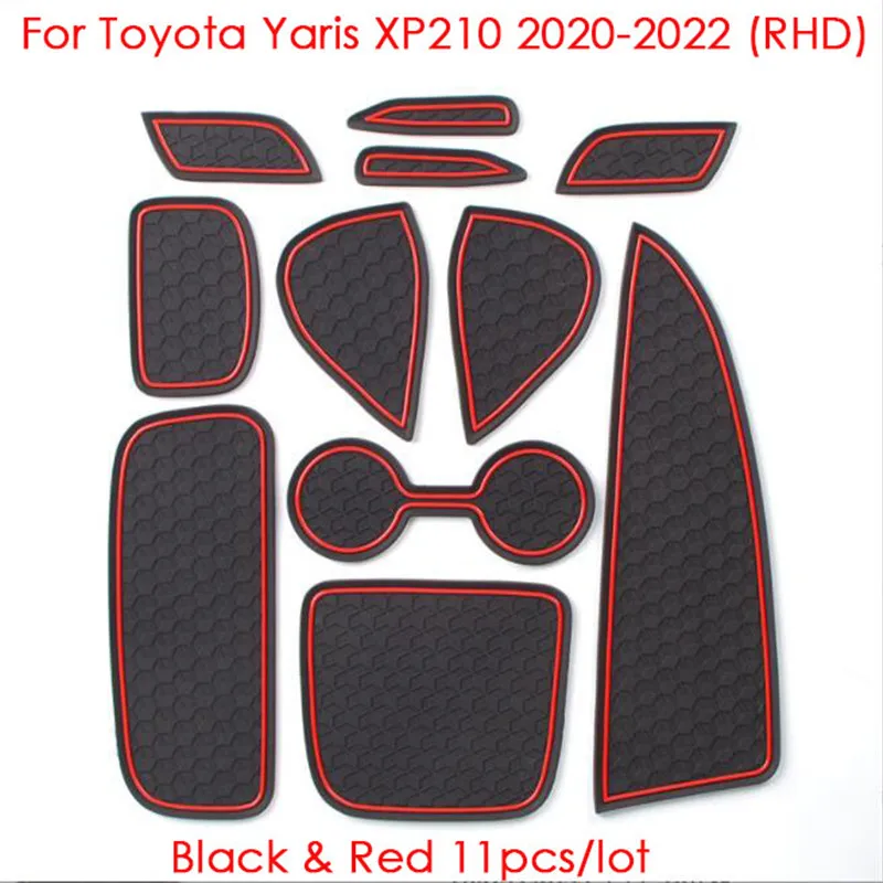 Anti-Slip Gate Slot Cup Mat Fit for Toyota Yaris 2020 2021 Accessories Rubber Door Pad Car Non-Slip Mats Cover Car Stickers