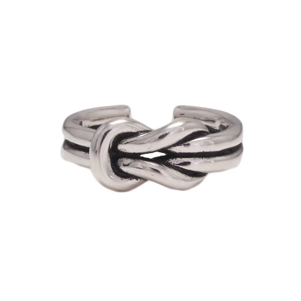 

Hand Knotted S925 Sterling Silver Ring for Men and Women Retro Punk Aneis Femino Opening Fine Jewelry