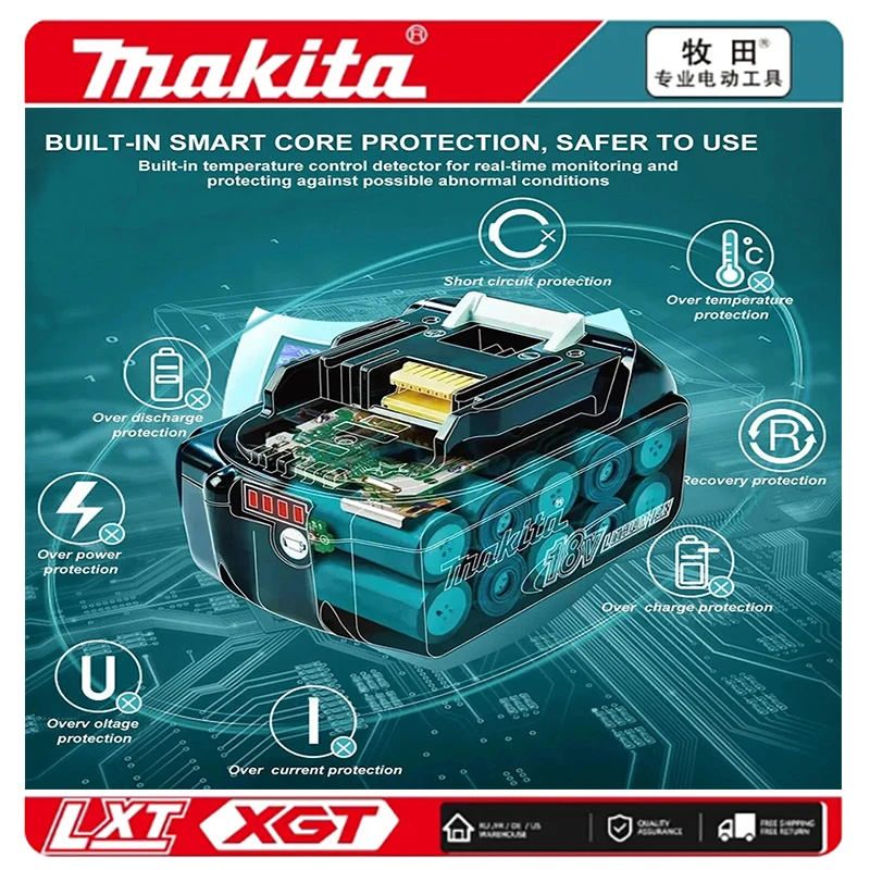 BL1860B Makita li-ion Battery 100% compatible for Makita 18V power tools DDF487 DTW190 DTD156 DHP485 Replacement Lithium battery