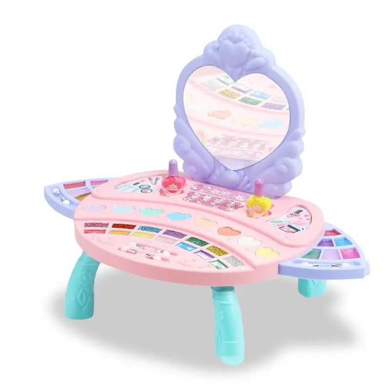 Kinderen Make-Up Kit Voor Meisje Echte Kleine Meisjes Make-Up Set Kaptafel Speelgoed Prinses Make-Up Palet Met Spiegel Wasbare Make-Up Tot