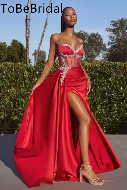 Robe de soirée plissée en satin élastique sans bretelles pour femmes, coupe couvertes, robe de Rh, chérie, dos nu, personnalisée, luxe