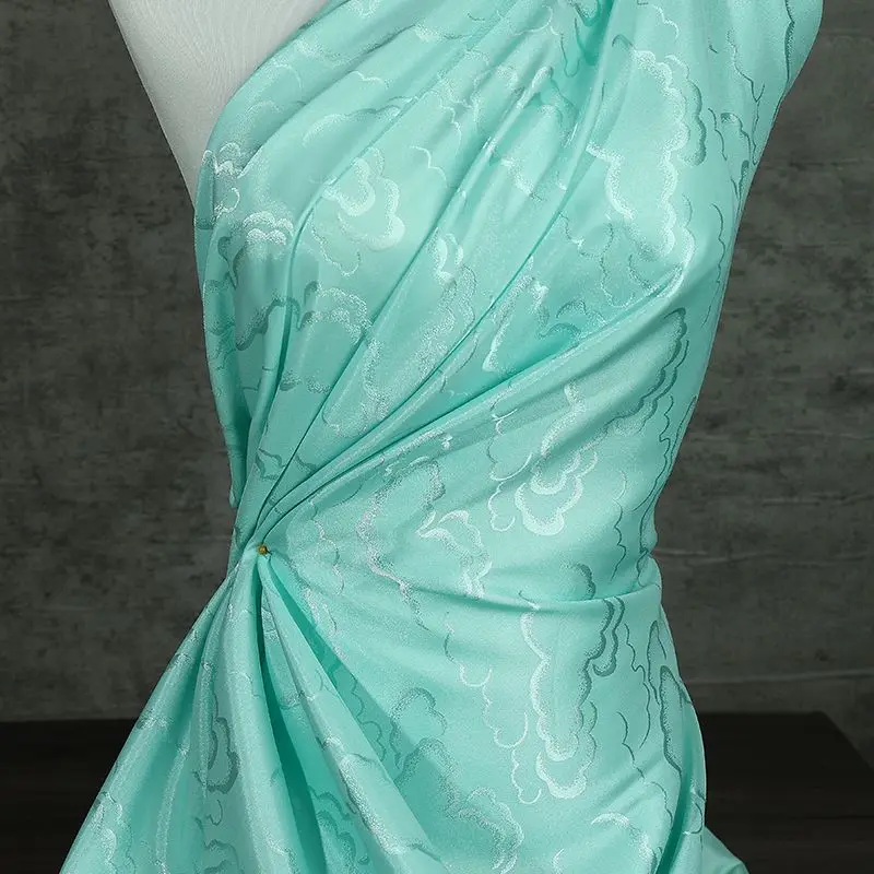 Lucky Cloud Jacquard Silk Satin Fabric Traditional Hanfu Ethnic Embroidered Textile for Tang Suit Horse Face Skirt Clothing view 6