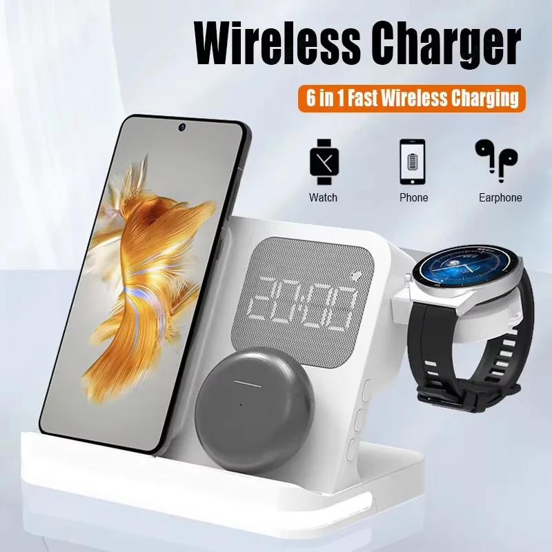 Wireless Charger Stand For iPhone 17-12 Samsung S25 S22 Ultra Fold Z Flip Galaxy Watch Active Buds Fast Charging Station Holder