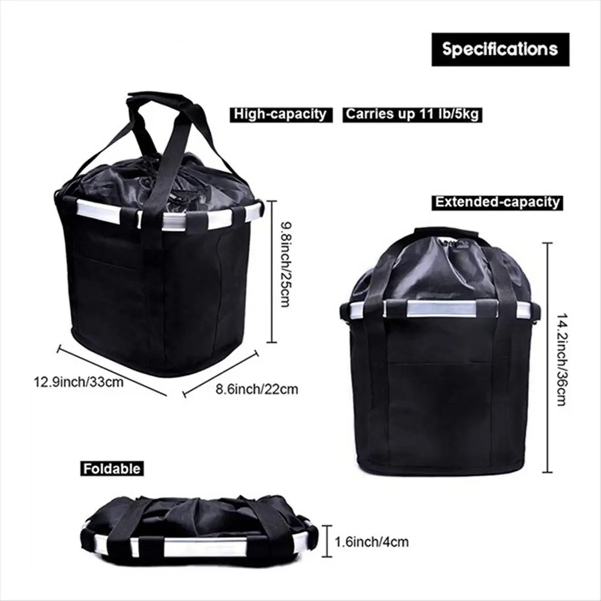 

AA90 Detachable Bicycle Basket, Multi-Purpose Bicycle Handlebar Basket, Suitable for Pets, Shopping, Camping, Outdoor