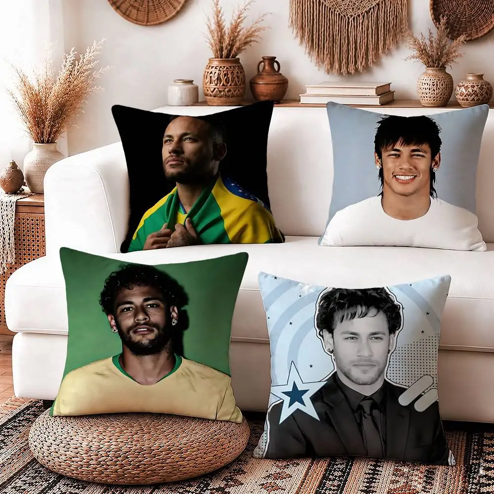 NJR-N-Neymar Jr HD-Printed Square Sofa Pillow Cover Solid Color Living Room Home Decor Cushion Case