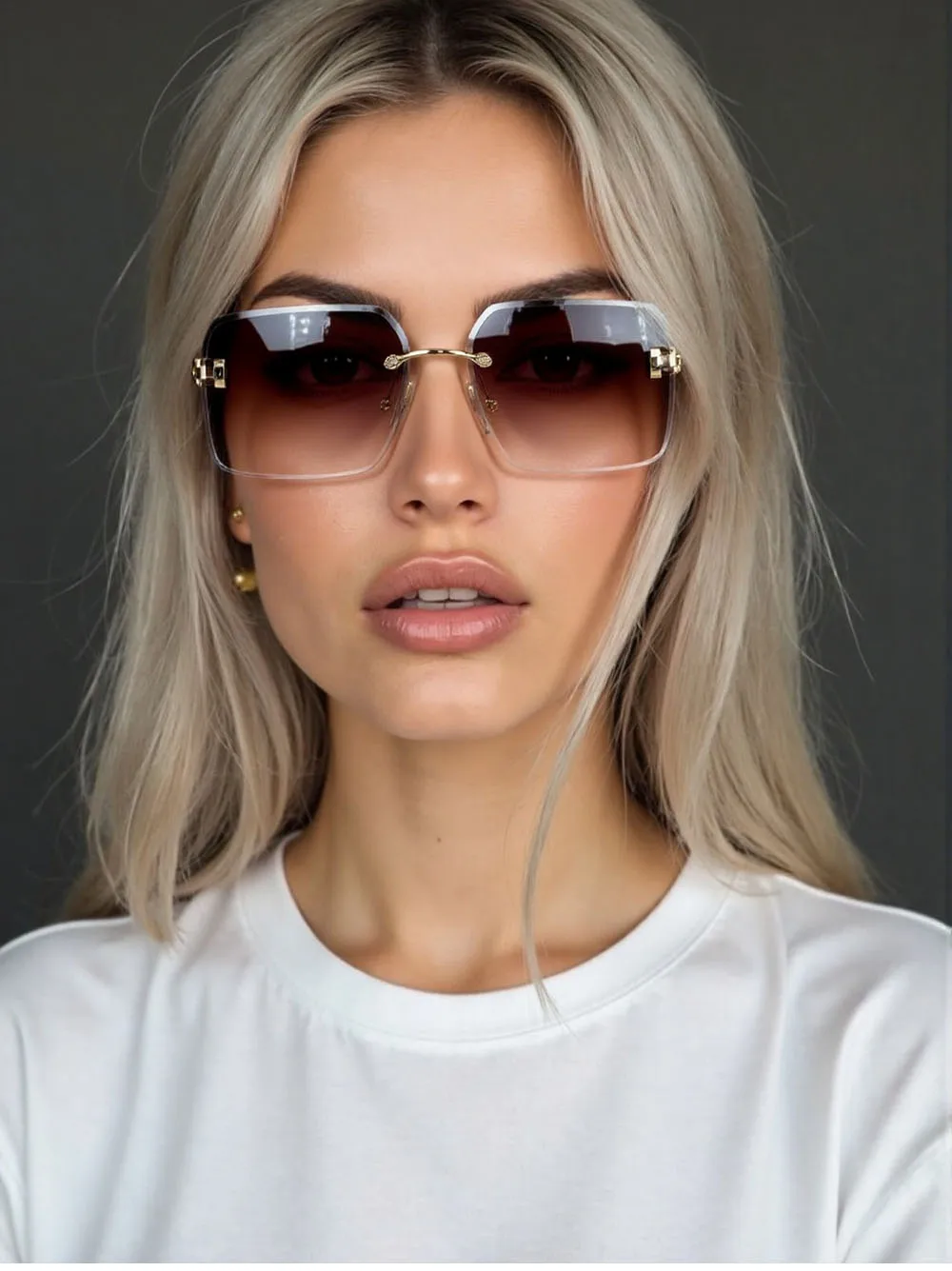 2023 randlose Sonnenbrille Frauen Trendy Vintage Quadratische Mode Gläser Sonnencreme Lentes De Sol Mujer Lunette Soleil Femme Zonnebril – Detail 1