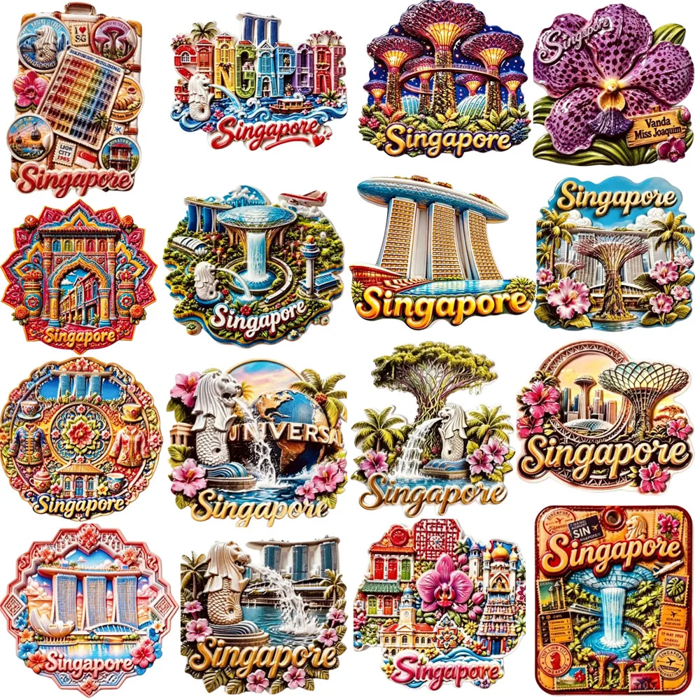 Asia  Singapore  3D Fridge Magnets Tourism Souvenir Refrigerator Magnets Sticker