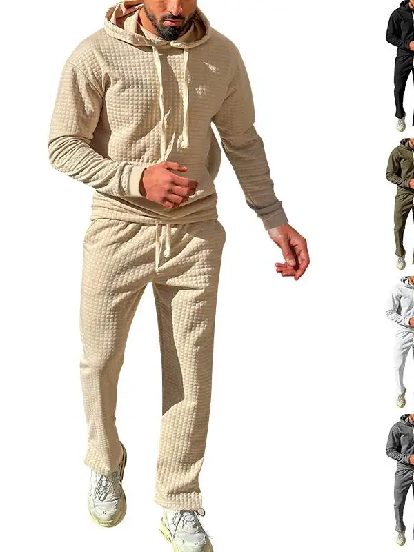 

Мужская весенне-осенняя свободная толстовка с капюшоном и спортивными штанами, повседневный спортивный комплект, длинный свеч, большой размер, удобная мода