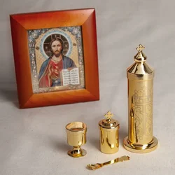 HT Holy Mass Set Suitcase Handmade Case Gold Plated Chalice With Spoon Orthodox Etiquette Supplies ะะฐัะพะฝะพัะธัะฐ ั ะฟะพัะธัะพะผ