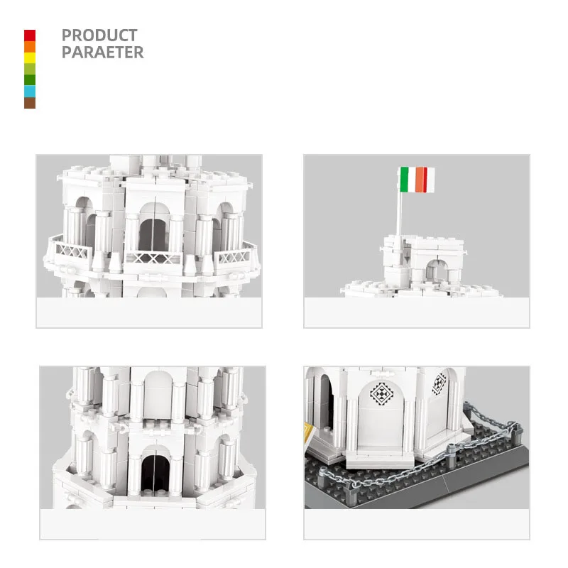 Italië Bouwmodel Sets Bakstenen Wereldberoemde Architectuur Creatieve Bouwsteen Scheve Toren van Pisa Speelgoedcollectie