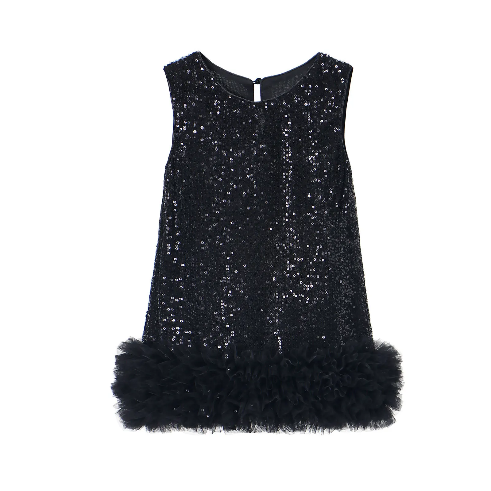 Little Girls Sequined  Vest Skirt for Child Solid Sleeveless Clothes 2025 New Girl Birthday Princess Dress for 2-8Y Kids L510