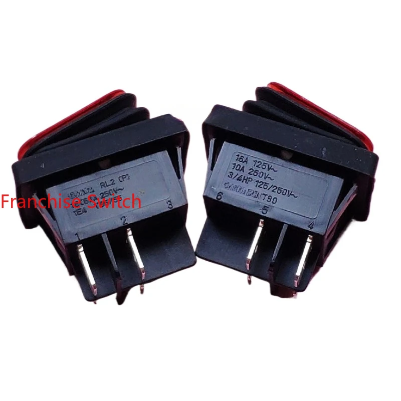 10PCS Switch RL2 (P) waterproof ship type rocker switch 10A250V 4 feet 2 gears with red light