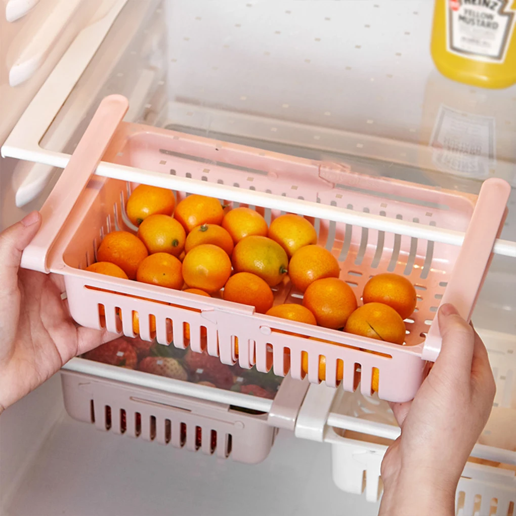 Refrigerator Organizer Retractable Fridge Drawer Tray Storage Box