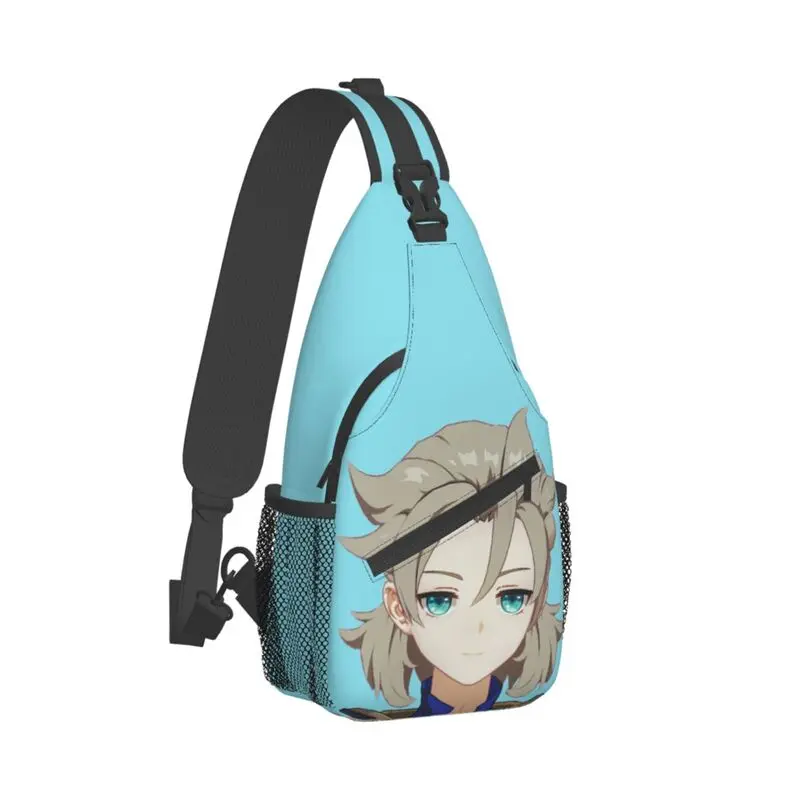 Genshin Impact Albedo torba z paskiem do zawieszenia na piersi Anime, możliwość personalizacji plecak na ramię Crossbody w grze dla mężczyzn podróżujących w Daypack