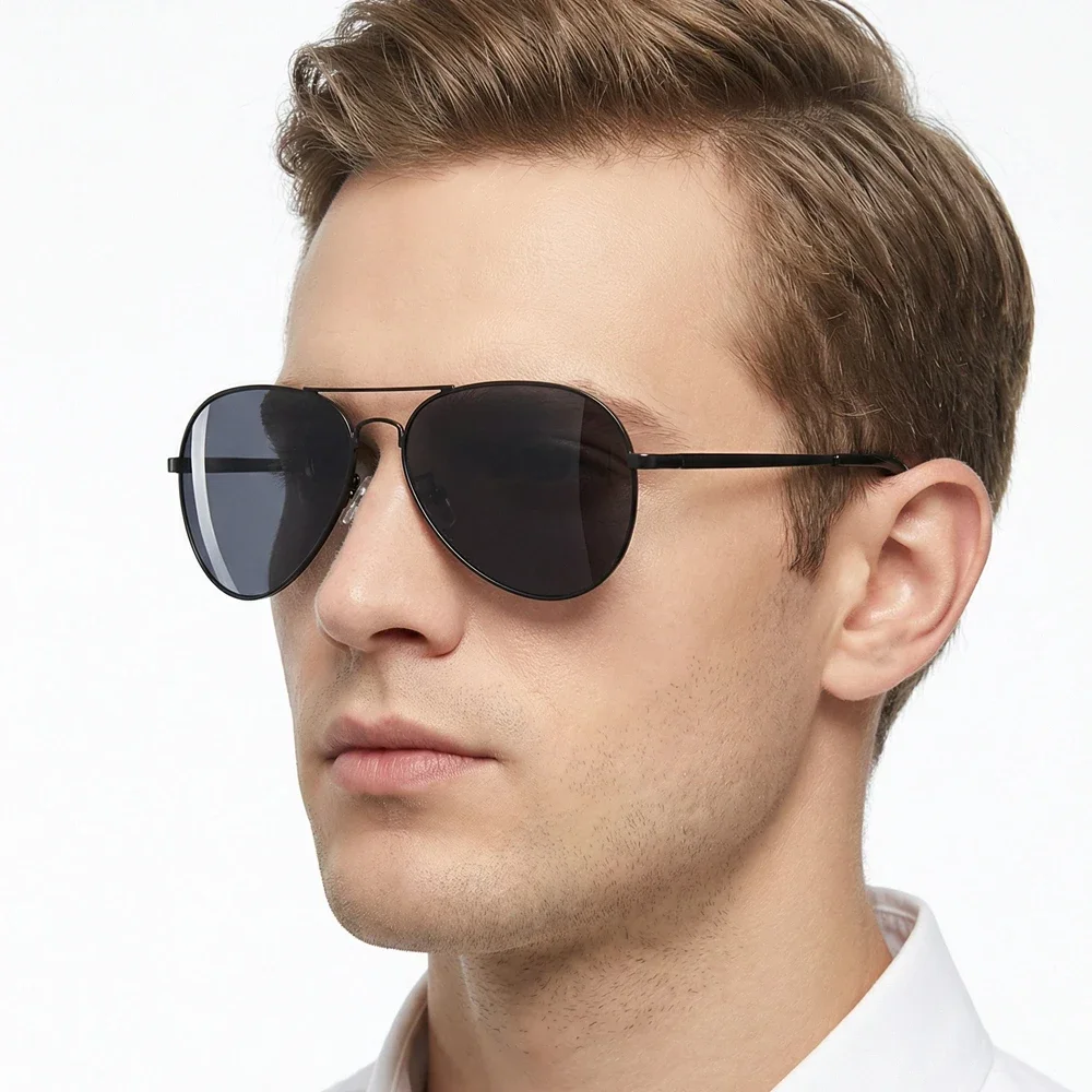 Classic Big Pilot Sunglasses Men Luxury Metal Black Aviation Sun Glasses Male Fashion Driving Vacation Shades UV400