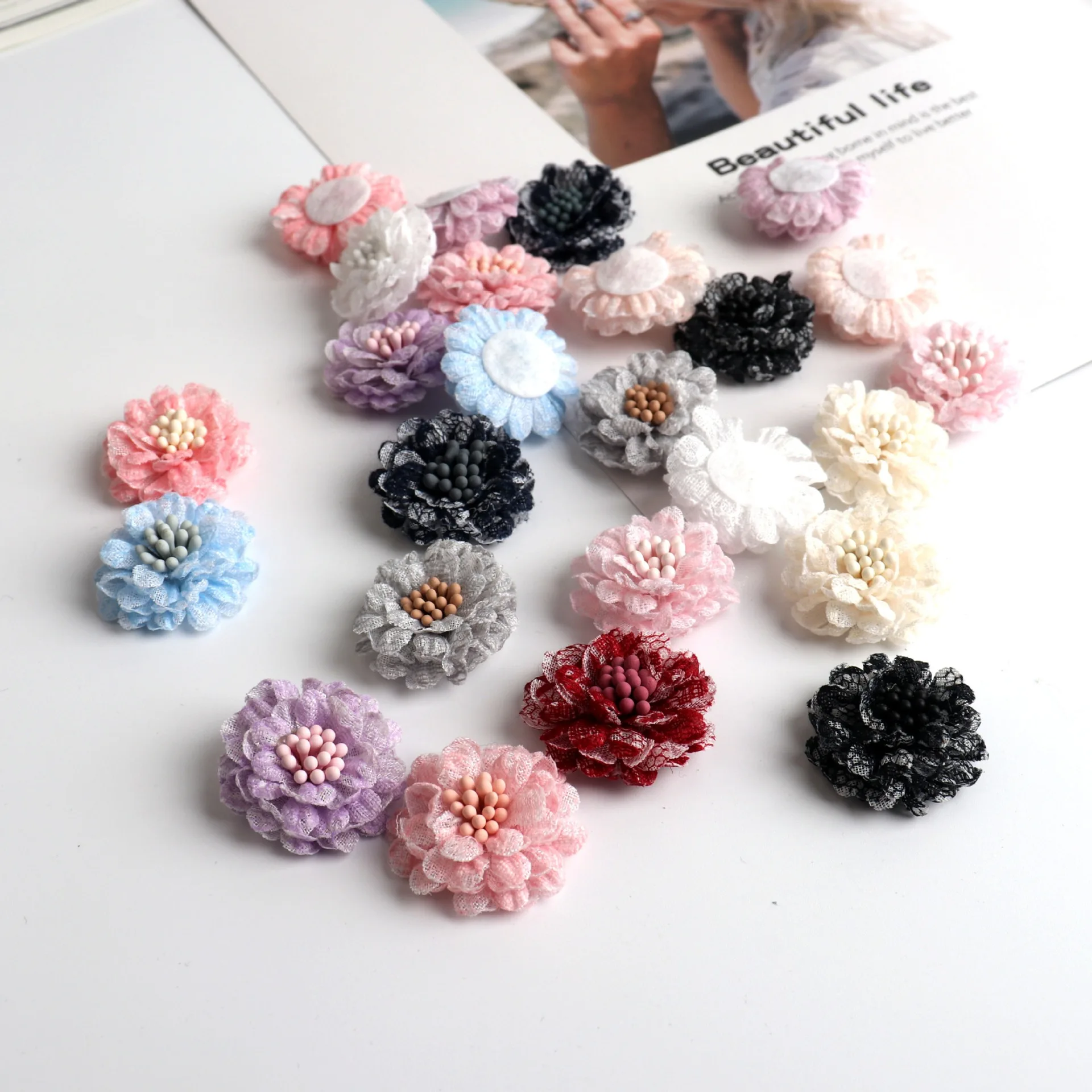 10PC/ Lot flower patches lace patch 3D handmade floral headwear wedding dress Clothing Bags Wedding Dress Appliques Parches DIY