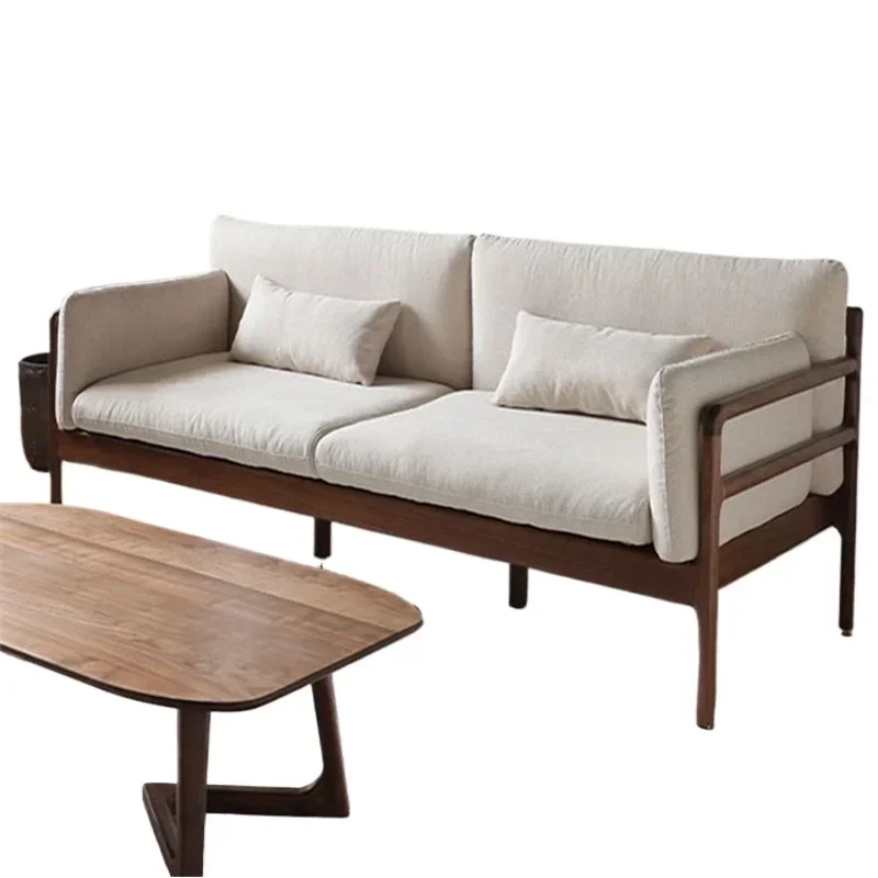 

North American black walnut all solid wood, sofa small apartment living room furniture, log modern simple sofa