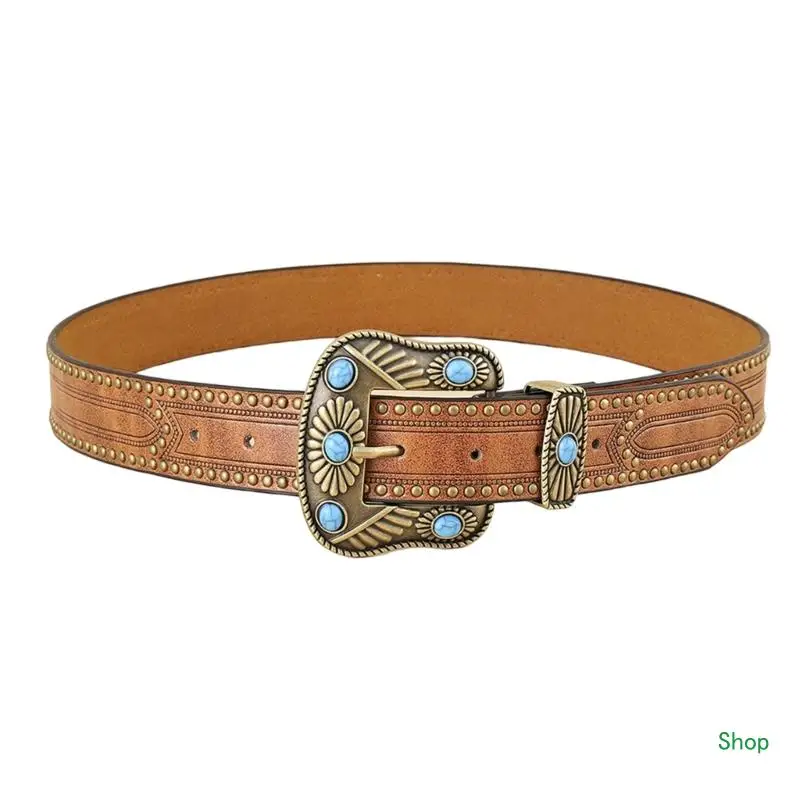 

Dropship Cowboy Belts For Men Vintage Western Belt Western Turquoise Belt Buckle Belt