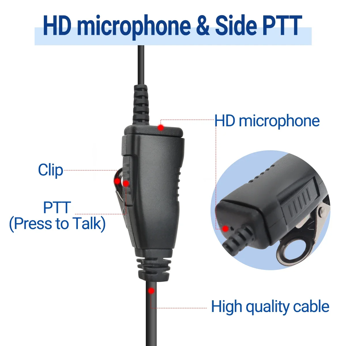 Écouteur à percussion en forme de C pour Motorola Walperforated Talkie, radio bidirectionnelle, gestion de la sécurité publique, HKLN4604, CP200, GP2000, PTT