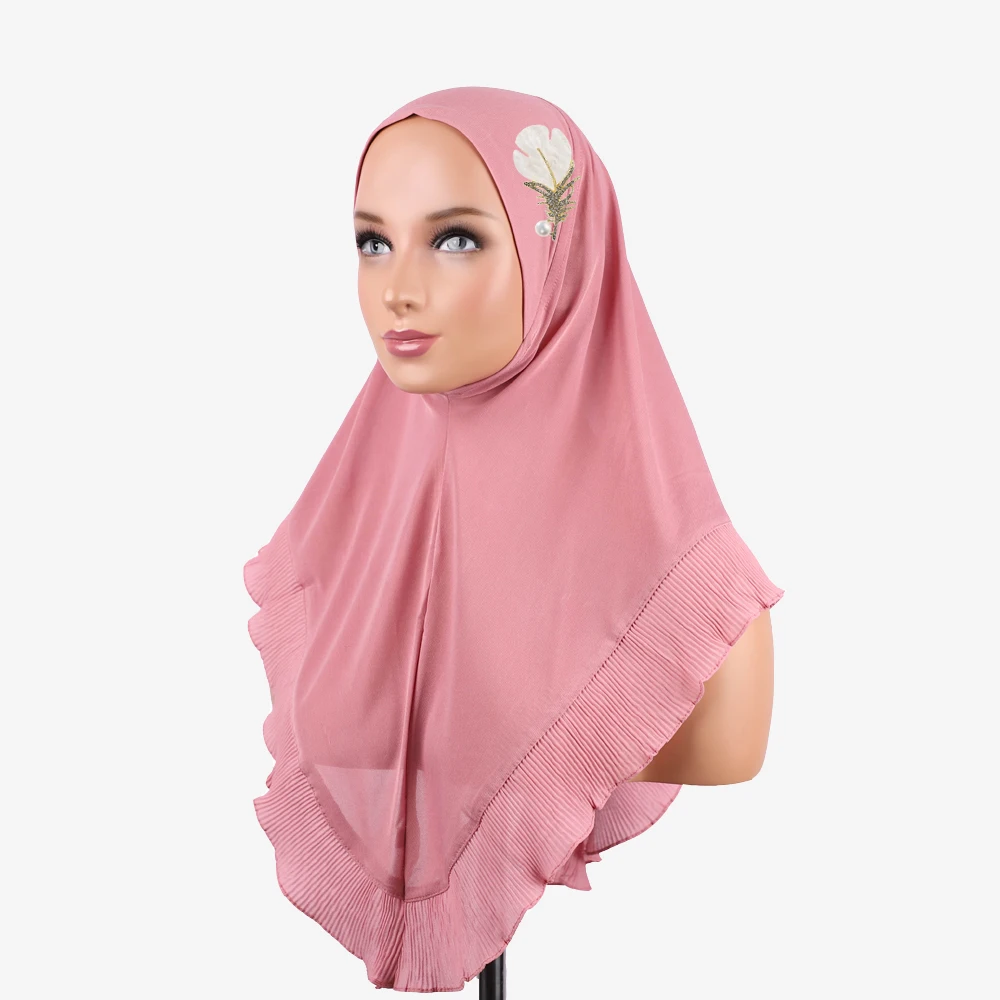 Beige Instant Muslim Hijab Brooch Set Breathable Turban Shawl High Quality Solid Headscarves Pin Daily Gifts Wholesale RIMAIRE