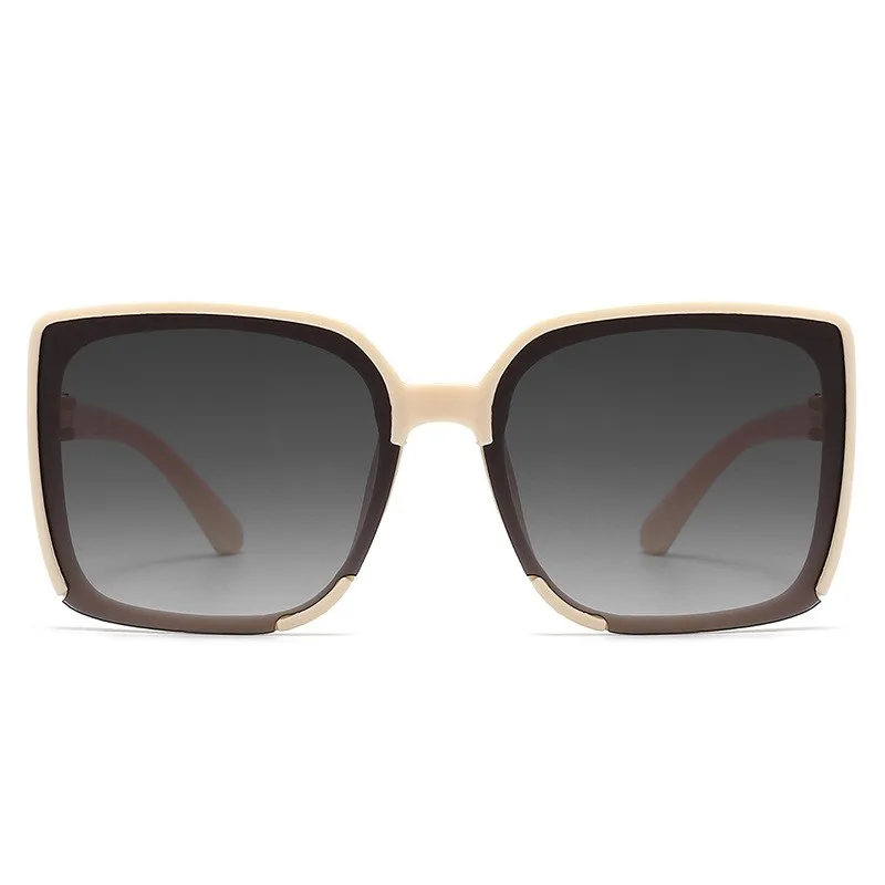 Neue stilvolle beige quadratische Sonnenbrille mit großem Rahmen – Sonnenbrille mit UV-Schutzfunktion1041 – Detail 5