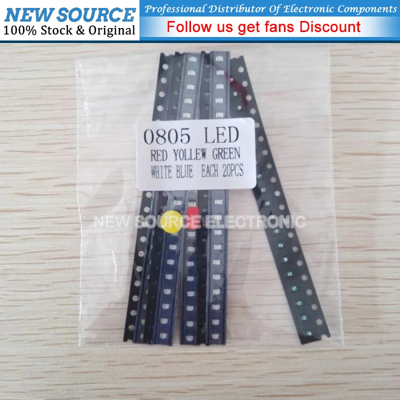 100pcs=5colors X 20pcs 5050 5730 1210 1206 0805 0603 LED Diode Assortment SMD LED Diode Kit Green RED White Blue Yellow